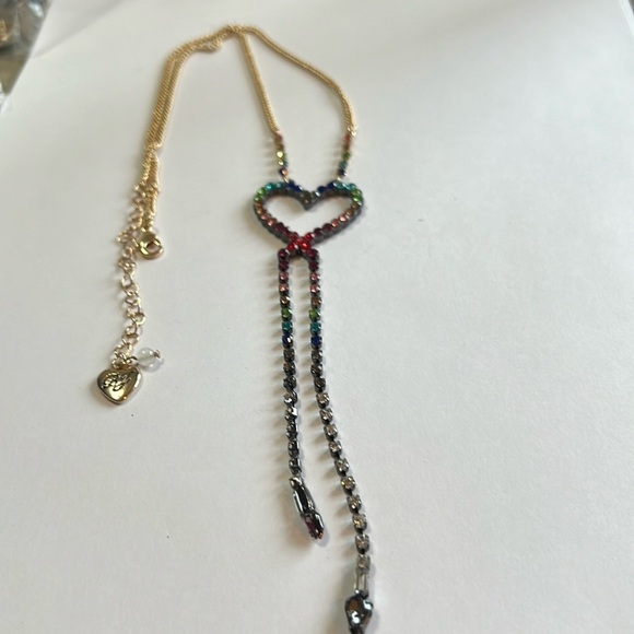 Betsy Johnson Heart, rainbow, necklace,pride - Picture 1 of 2